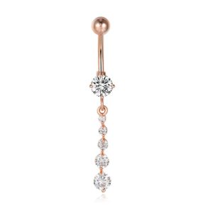 Cilla Navelpiercing van Edelstaal – Zirkonia Rosegoudkleurig
