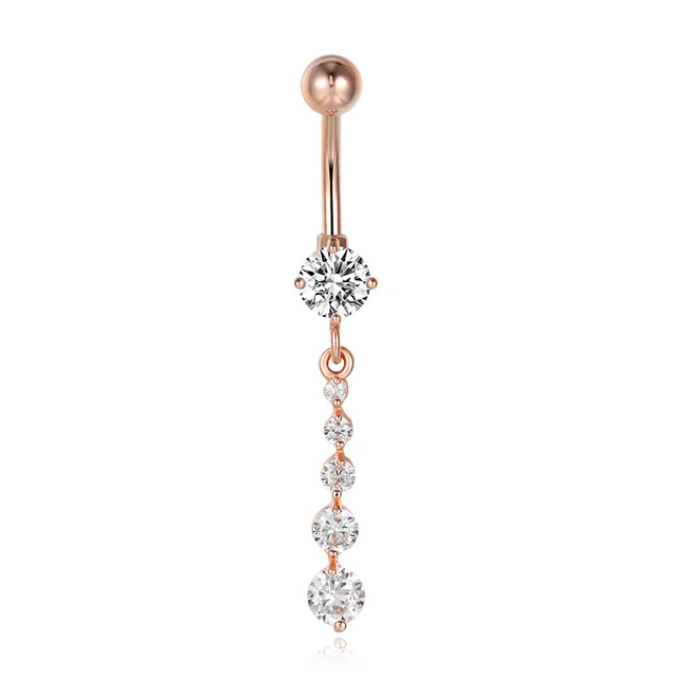 Cilla Navelpiercing van Edelstaal – Zirkonia Rosegoudkleurig