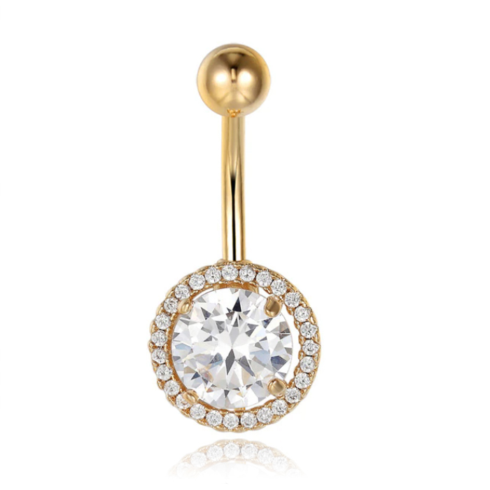 Cilla Navelpiercing van RVS – Bling Goudkleurig