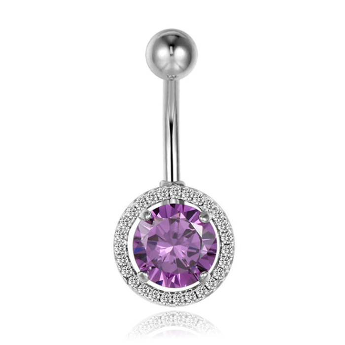 Cilla Navelpiercing van Titanium – Bling Zilver & Paars