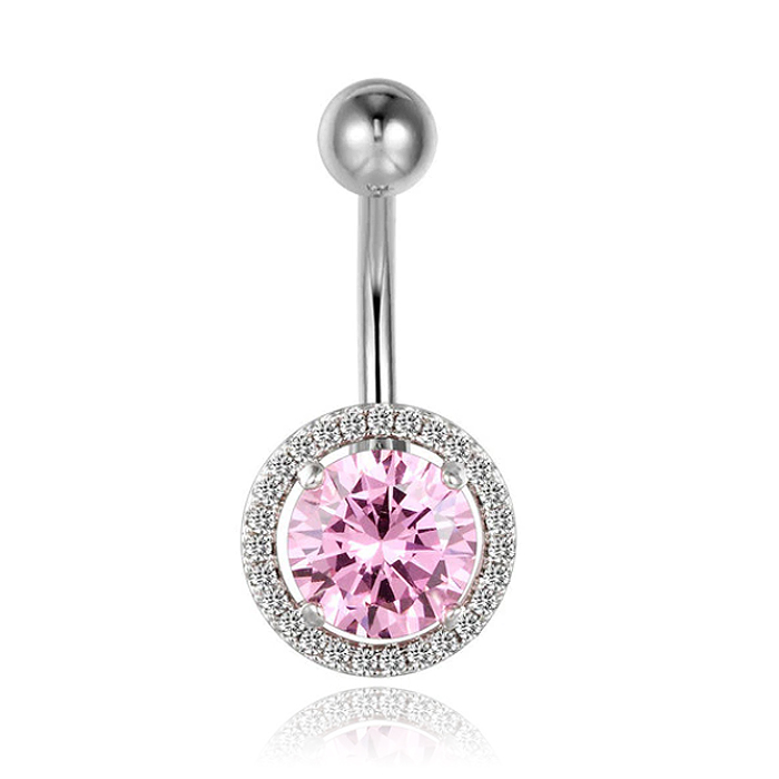Cilla Navelpiercing van Titanium – Bling Zilver & Roze