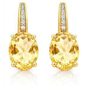 Cilla Jewels 925 Zilveren Oorbellen met Grote Citrine Steen