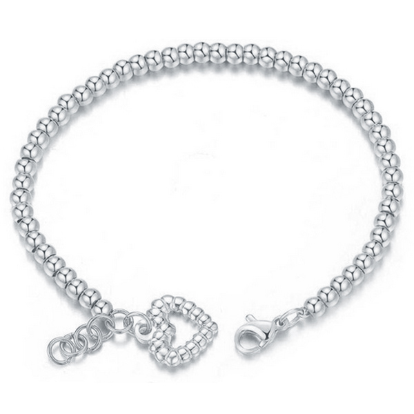 Cilla Jewels Dames Armband Kraalvormig met Hart Zilver