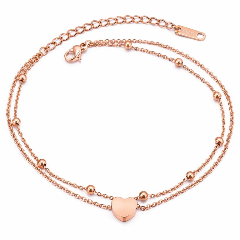 Cilla Jewels Dames Dubbele Enkelband met Hart Rose