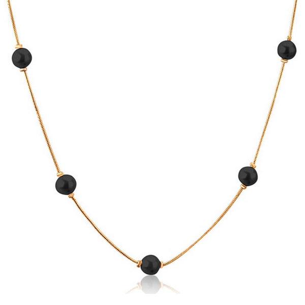 Cilla Jewels dames ketting Edelstaal Verguld Goudkleurig Zwarte Kralen
