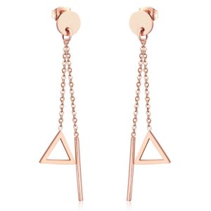 Cilla Jewels Dames oorhangers Edelstaal Staaf Driehoek Rose