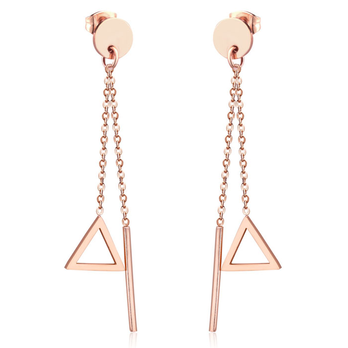 Cilla Jewels Dames oorhangers Edelstaal Staaf Driehoek Rose