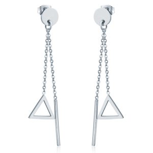 Cilla Jewels Dames oorhangers Edelstaal Staaf Driehoek Zilverkleurig