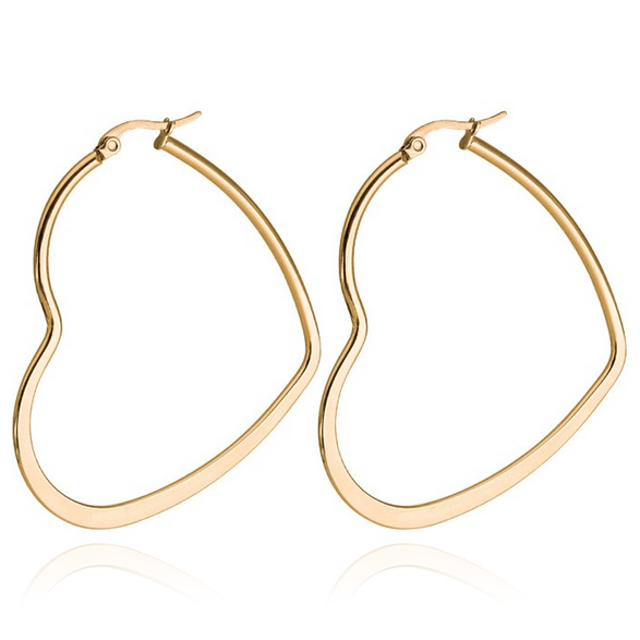 Cilla Jewels Dames oorringen Edelstaal Goudkleurig hartje-50mm