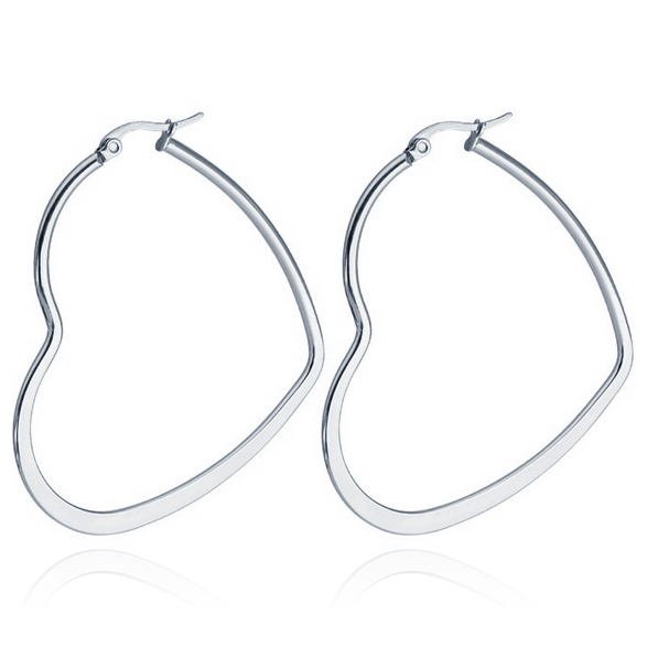 Cilla Jewels Dames oorringen Edelstaal Zilverkleurig hartje-30mm
