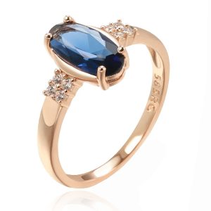 Cilla Jewels Damesring met Blauwe Zirkonia en Roségouden Plating-17mm