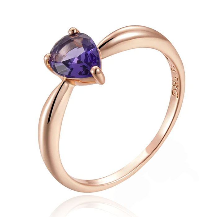 Cilla Jewels Damesring met Diep Paarse Druppelvormige Zirkonia-19mm