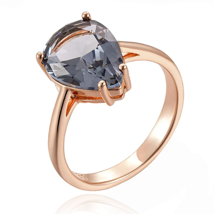 Cilla Jewels Damesring met Grijze Druppelvormige Zirkonia-17mm