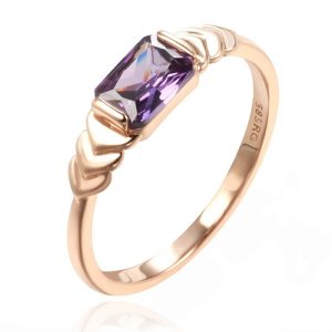 Cilla Jewels Damesring met Grote Rechthoekige Paarse Zirkonia-19mm