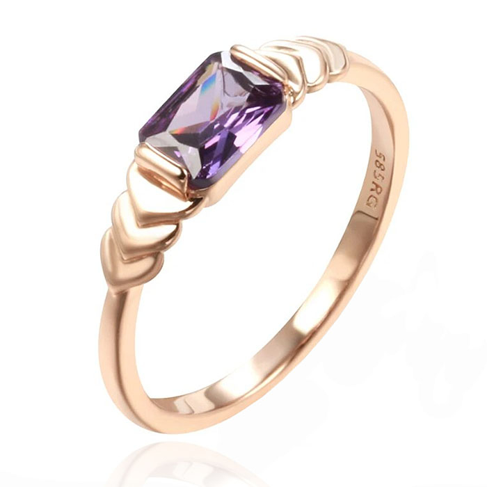 Cilla Jewels Damesring met Grote Rechthoekige Paarse Zirkonia-20mm