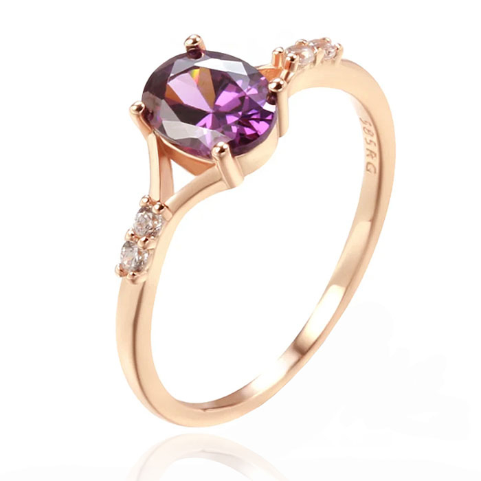 Cilla Jewels Damesring met Paarse Ovale Zirkonia-17mm