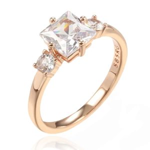 Cilla Jewels Damesring met Vierkante en Dubbele Ronde Zirkonia's-19mm