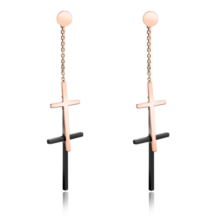 Cilla Jewels Double Cross stud oorbellen