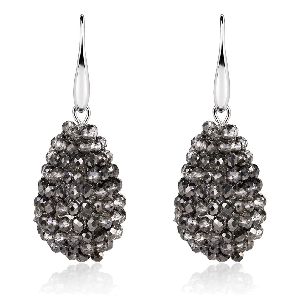 Cilla Jewels Druppel oorhangers Kristal Antraciet
