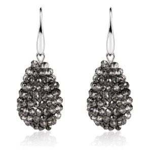 Cilla Jewels Druppel oorhangers Kristal Antraciet