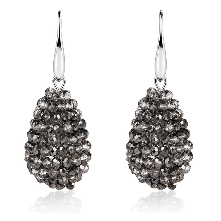 Cilla Jewels Druppel oorhangers Kristal Antraciet