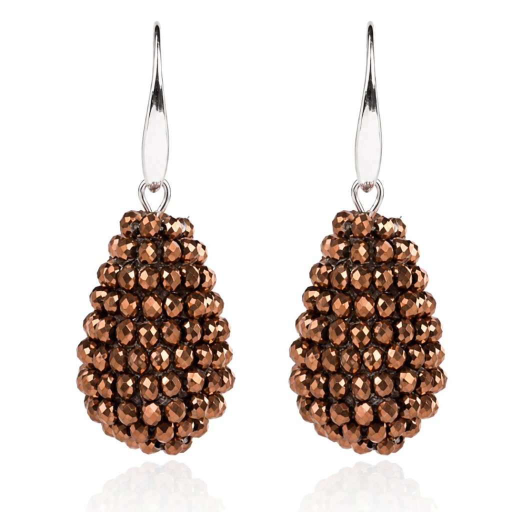 Cilla Jewels Druppel oorhangers Kristal Brons