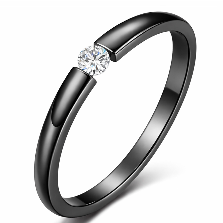 Cilla Jewels edelstaal ring Crystal Black-17mm