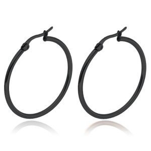 Cilla Jewels Hoop oorringen Dames Edelstaal Zwart-40mm
