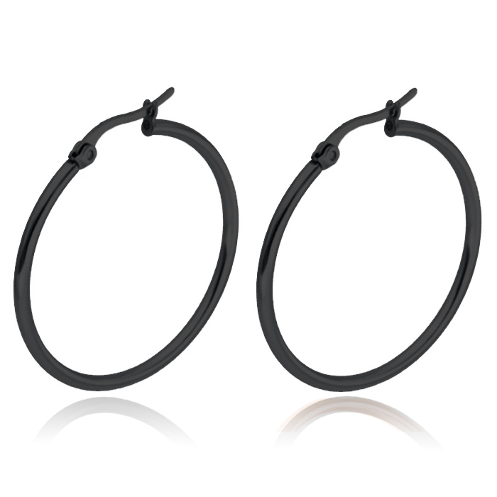 Cilla Jewels Hoop oorringen Dames Edelstaal Zwart-40mm
