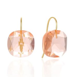 Cilla Jewels Luxe Oorbellen Dames – 925 Zilver, Gouden Afwerking, Oranje Zirkonia