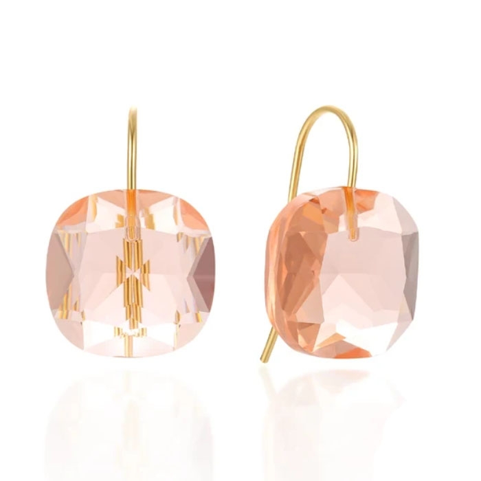 Cilla Jewels Luxe Oorbellen Dames – 925 Zilver, Gouden Afwerking, Oranje Zirkonia
