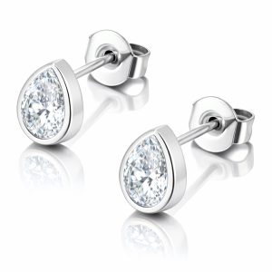 Cilla Jewels Oorknopjes Zilverkleurig Druppel Zirkonia