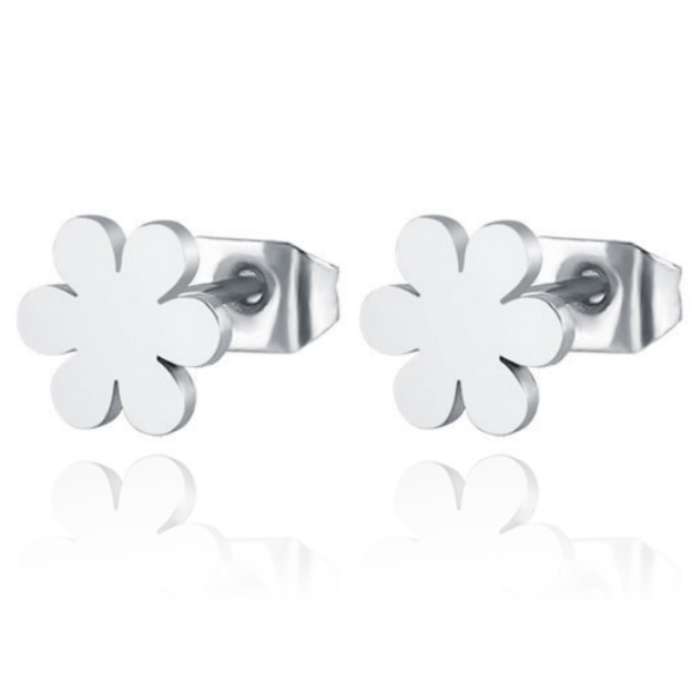 Cilla Jewels oorknoppen Edelstaal Bloem Zilverkleurig