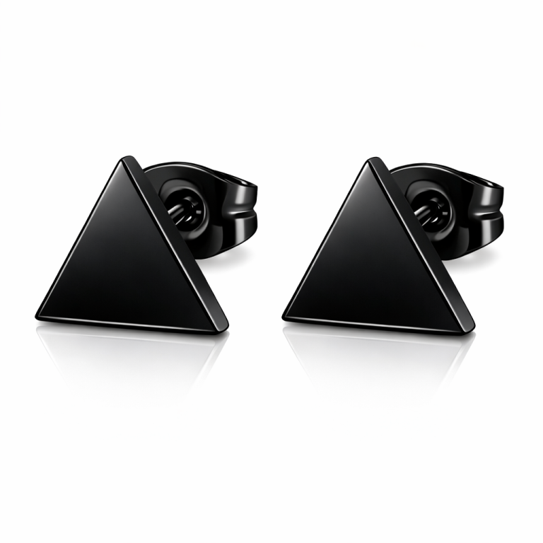 Cilla Jewels oorknoppen Edelstaal Driehoek Zwart