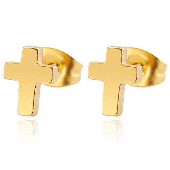 Cilla Jewels oorknoppen Edelstaal Kruis Goudkleurig