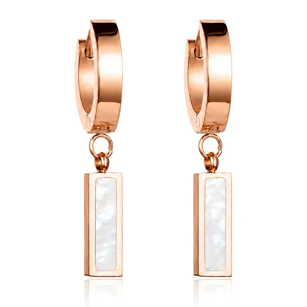 Cilla Jewels oorringen Titanium Rose met Wit