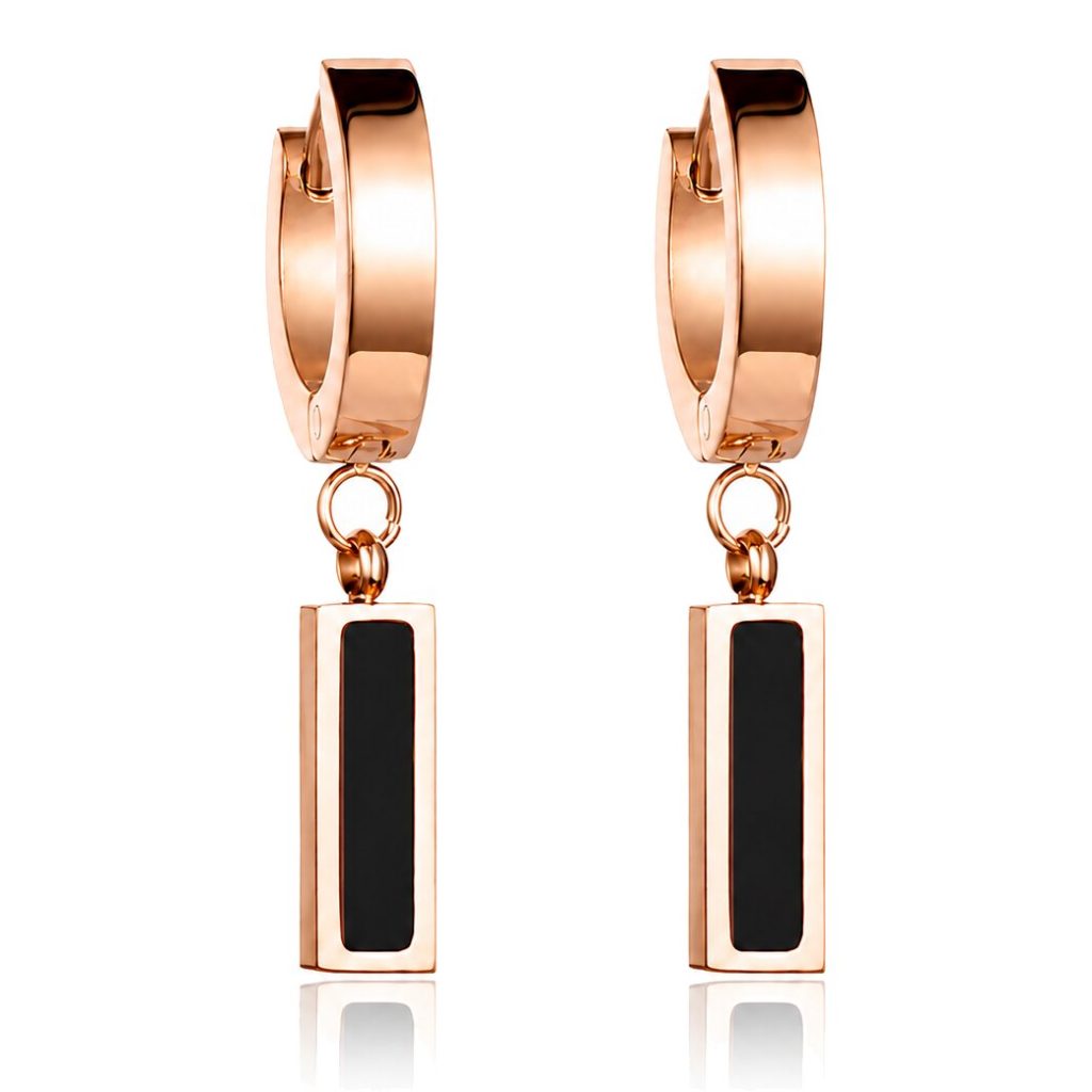 Cilla Jewels oorringen Titanium Rose met Zwart