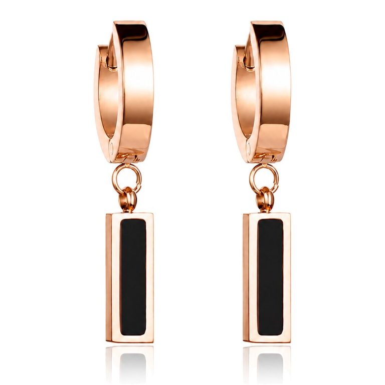 Cilla Jewels oorringen Titanium Rose met Zwart
