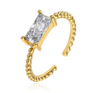 Cilla Jewels Vergulde Ring met Langwerpige Transparante Zirkonia