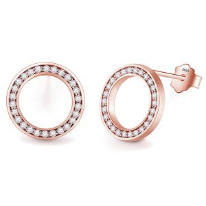 Cilla Jewels dames oorknoppen 925 Zilver Open Circle Rose