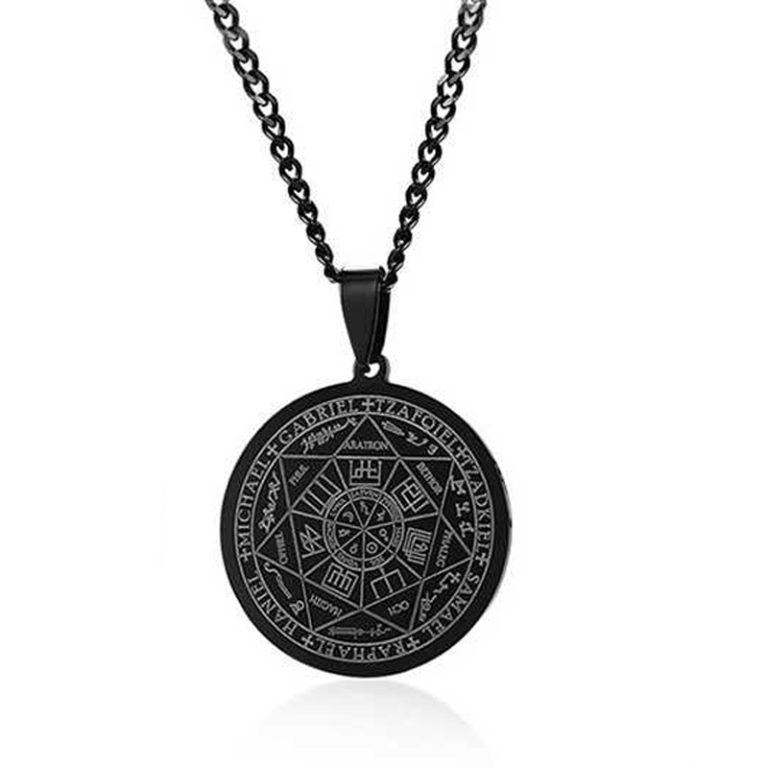 Cubaanse Schakelketting Mannen Zwart Seal of the Seven Archangels