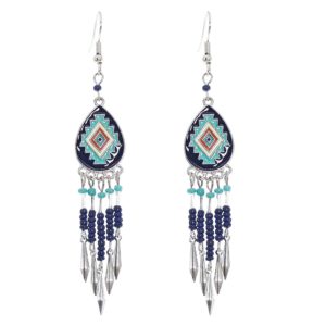 Dames oorbellen Bohemian met kraaltjes multicolor blauw