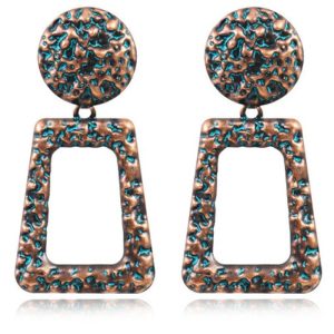 Dames oorbellen of oorhangers bruin rond en rechthoekig