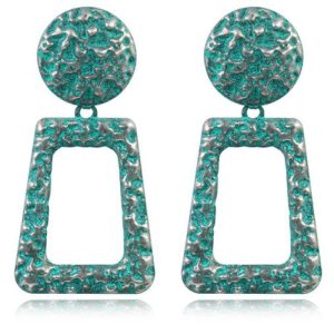 Dames oorbellen of oorhangers groen rond en rechthoekig
