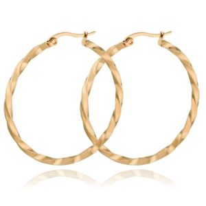 Dames Oorbellen Ringen Goudkleurig Gedraaid Edelstaal – 40mm