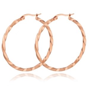 Dames Oorbellen Ringen Rose kleurig Gedraaid Edelstaal – 60mm