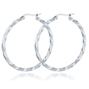 Dames Oorbellen Ringen Zilver kleurig Gedraaid Edelstaal – 40mm