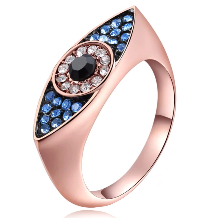 Dames Ring Boze Oog Rose kleurig van met Zirkonia-18mm