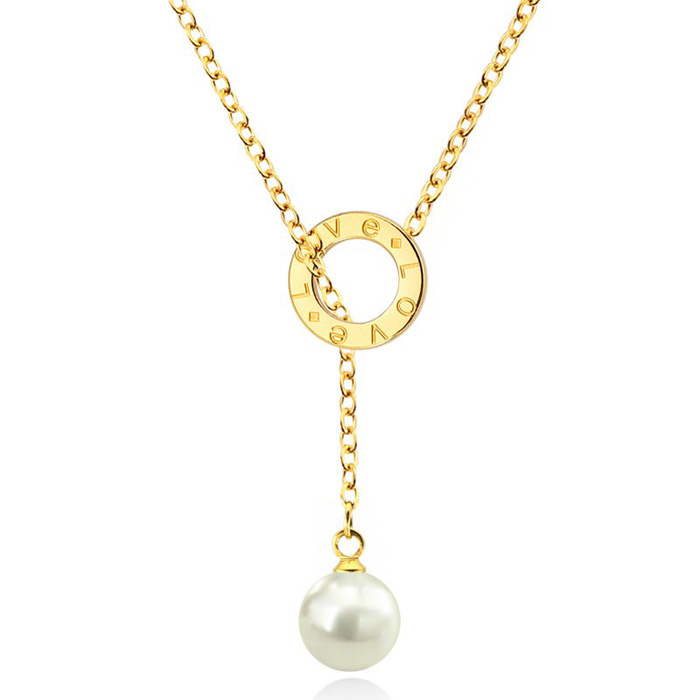 Dames ketting Cilla Jewels Edelstaal Verguld Goudkleurig Love Disc Parel