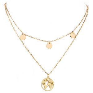 Dames ketting Multi Layer World Map Rose